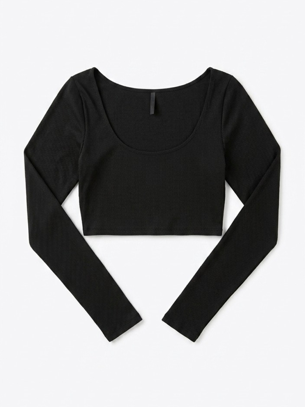 NWOT Naked Wardrobe Black Long Sleeve Scoop Neck Crop Top